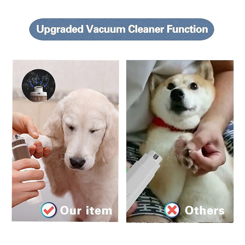 Dog Nail Grinder with Vacuum Cleaner - USB Rechargeable Grooming Nail Grinder Pet Nail Grinder for Large Dogs Medium Small Cats, Stepless Speed Changing - PawsPlanet Australia