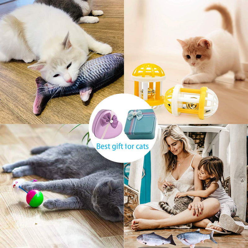 DYBITTS Electric Moving Fish Cat Toy, Interactive Fish Kicker Pets Toy with Realistic Plush Simulation,Wiggle Fish Catnip Toys USB Rechargable Floppy Fish Cat Toy Perfect for Kitten 2 PCS fish cat toy - PawsPlanet Australia