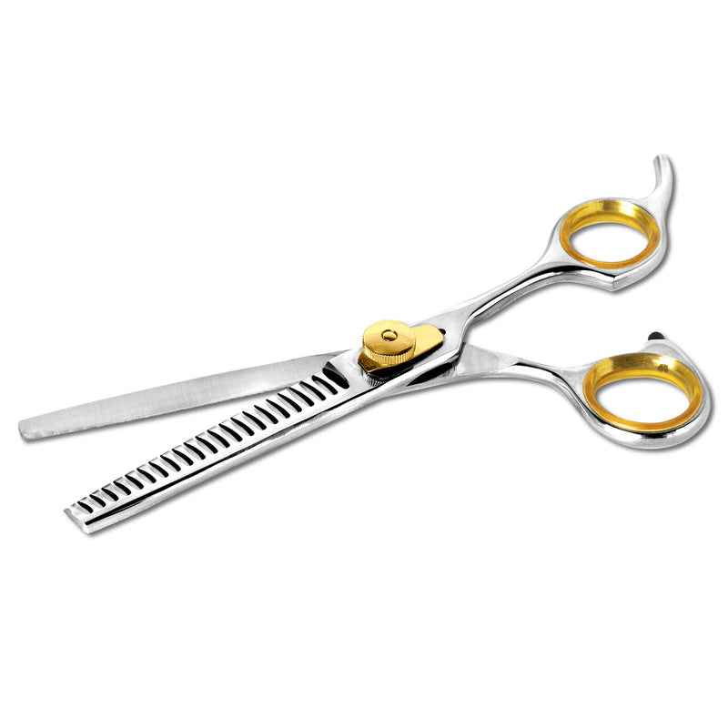 [Australia] - Sharf Professional Thinning Scissors: Sharp 440c Japanese Steel Chunkers Shear 6.5" 22 Teeth Gold Touch Dog Grooming Scissors Texturizing Scissors w/Easy Grip Handles| Must-Have Groomers & Home Groom 