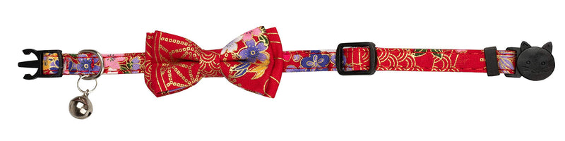 Gyapet Collar for Cats Pets Breakaway with Bell Bowtie Floral Bow Detachable Adjustable Safety Puppy 2pcs Flower-Navy Blue & Red - PawsPlanet Australia