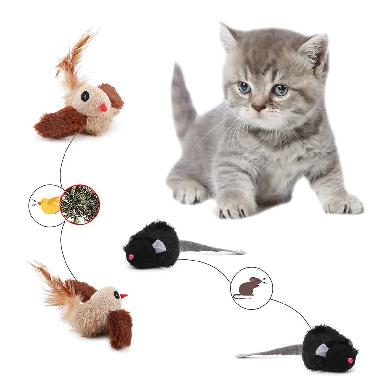 PAKESI Cat Toy, Interactive Cat Toys for Indoor Cats, Simulated Animal Sounds, Plush Cat Toys Birds-2Pack - PawsPlanet Australia