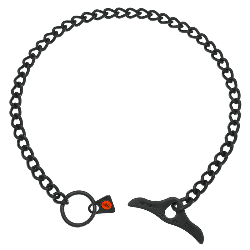 Herm Sprenger Black Stainless Steel Dog Training Collar with Toggle and Round Links Dog Chain for Small Medium Large Dogs Made in Germany (16in (Neck Size up to 14in)) 16in (neck size up to 14in) - PawsPlanet Australia