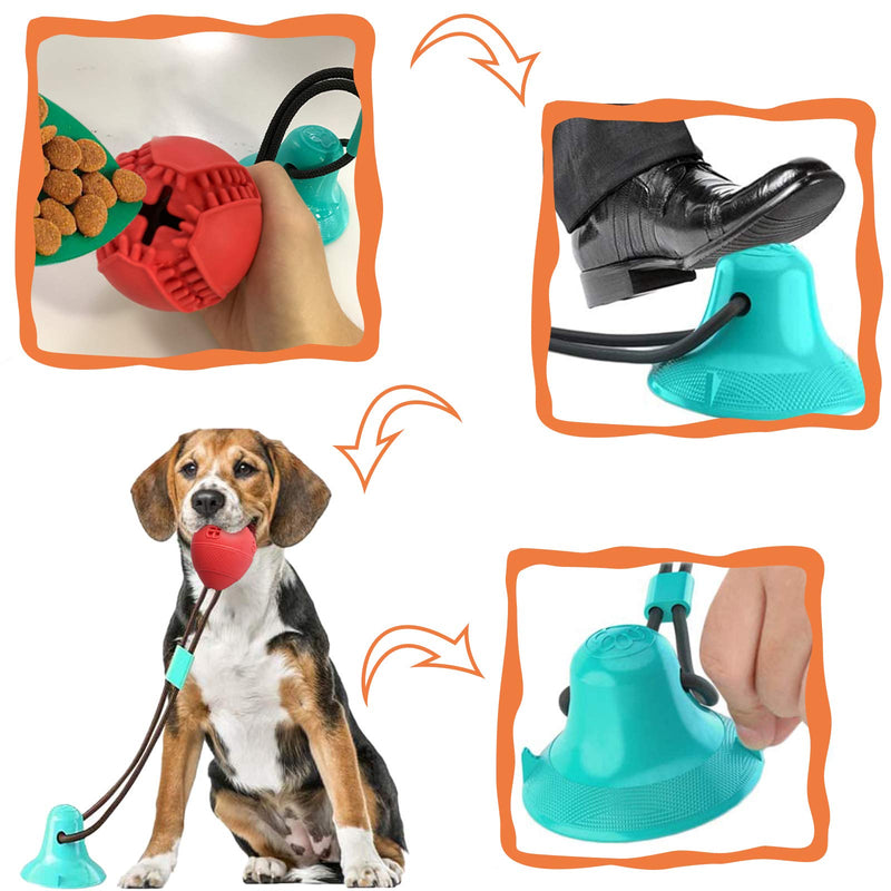 [Australia] - Dog Chew Toys for Aggressive Chewers, Suction Cup Dog Chewing Toy, Dog Rope Ball Toys with Suction Cup for Small Large Dogs, Puppy Dog Teeth Cleaning Interactive Pet Tug Toy for Boredom red 