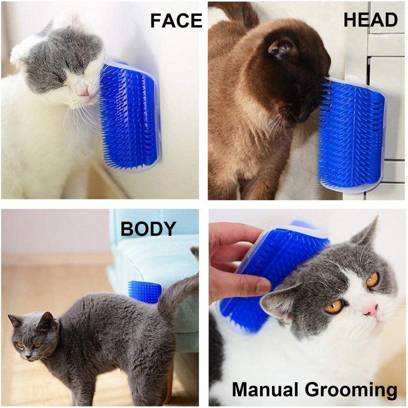 [Australia] - WWVVPET 3.0 Softer Cat Self Groomer with Catnip, Dog Cat Corner Groomer,Wall Corner Scratcher Comb,Grooming Massage Brush, Perfect Scratch Massager Tool for Long & Short Fur Kitten/Puppy (2 Pack Blue) 3.0 Softer Blue (2 Pack) 