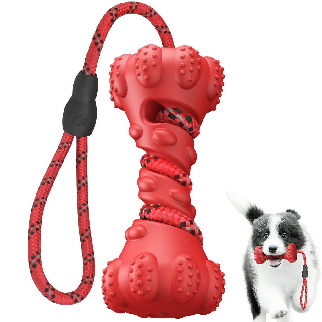 Dog Toys Indestructible Small Medium Large Dog, Robust Dental Care Toy Interactive Chew Toy Rope Durable Natural Rubber Indestructible Rope 49cm Dog Rope for Boredom, Red - PawsPlanet Australia