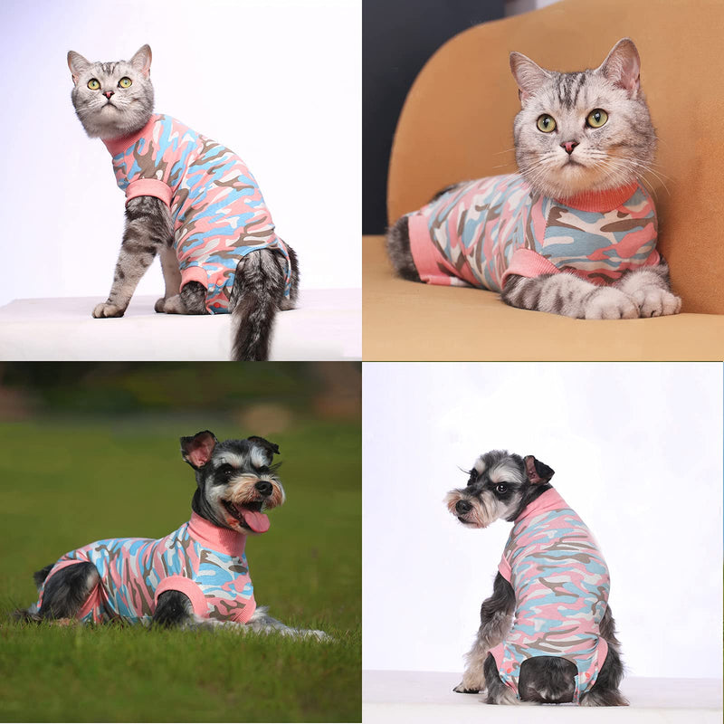 Cat Professional Recovery Suit for Abdominal Wounds and Skin Diseases,E-Collar Alternative for Cats and Dogs, After Surgey Wear Anti Licking, Recommended by Vets L Camouflag - PawsPlanet Australia