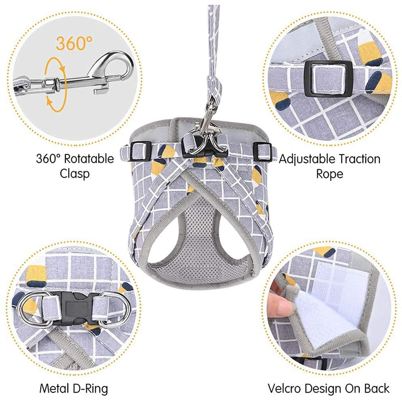 iZiv Cat Harness and Leash Set for Walking Escape Proof,Soft Mesh Harness Adjustable Kitten Harness with Reflective Strips, Step-in Comfortable Outdoor Vest Harness Grey XS(Chest:9.5"-10.6") - PawsPlanet Australia