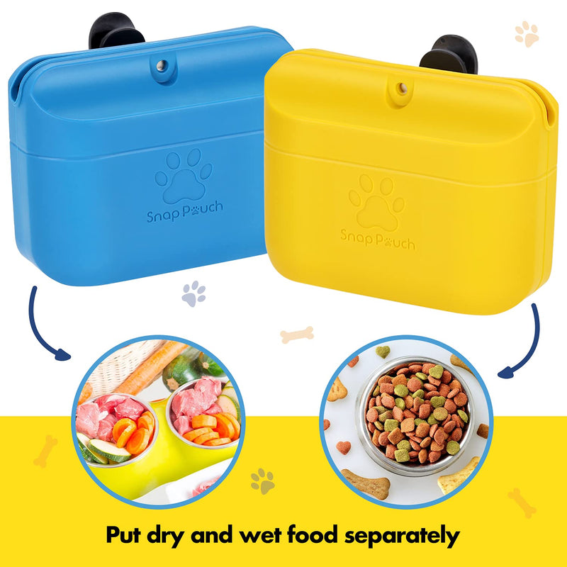 SNAP POUCH 2 Pack Silicone Dog Treat Pouch for Training - Portable Dog Treat Bag with Waist Clip and Magnetic Closure - Easy to Clean and BPA Free - PawsPlanet Australia