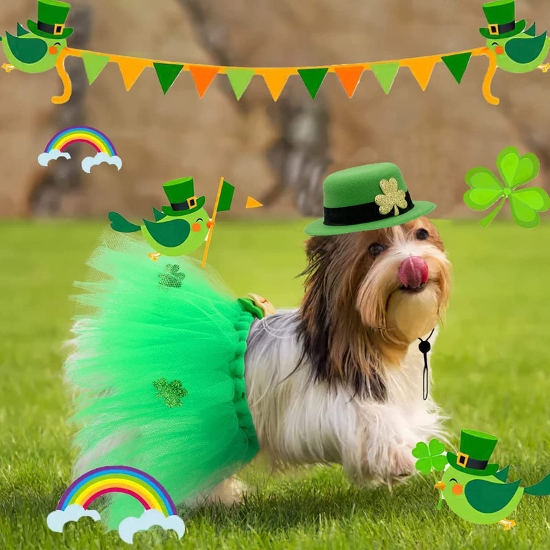 St Patrick's Day Dog Costume, Puppy Clover Bow tie Headband Green Dress Skirt Outfit, Pet Shamrock Irish Bandana Triangle Bibs Scarf Skirt for Small Medium Dogs Cats Dress Up (Clover Headband) clover headband - PawsPlanet Australia