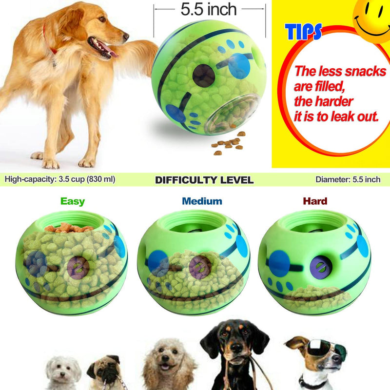 Dog Puzzle Toys Wobble Giggle Ball Treat Dispenser Interactive Wiggle Waggle Squeaky Soccer Blue 2G for dogs 4-70 lbs - PawsPlanet Australia