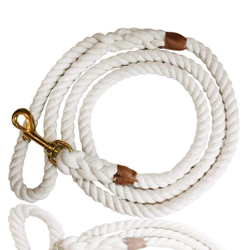 [Australia] - Cotton Rope Dog Leash- Dog Rope Leash- Dog Leashes for Medium Dogs Large Dogs- Dog Training Leash- Heavy Duty Dog Leash- Leash for Medium Dogs Big Dogs- Dog Lead- 5 feet- Durable and Comfortable! White 