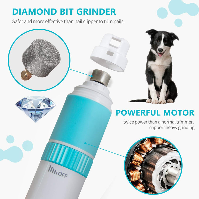 [Australia] - HIRALIY Dog Nail Grinder Upgraded Electric Pet Paw Clipper Trimmer Quiet with 20h Working Time Stepless Speed Regulation Pet Nail Grinder Electric Nail File for Large Medium Small Dogs and Cats 