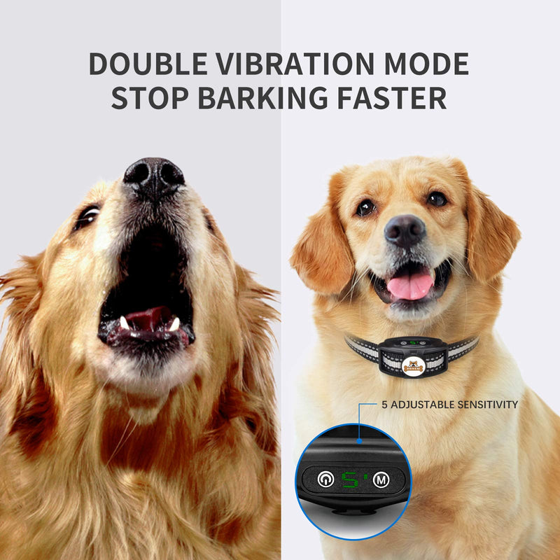 Bark Collar Dog Rechargeable Waterproof Bark Collar with Beep Vibration Without Shock Anti Barking Collar for Small Medium Large Dogs - PawsPlanet Australia