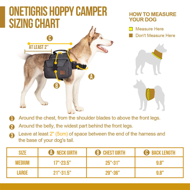 [Australia] - OneTigris Dog Pack Hound Travel Camping Hiking Backpack Saddle Bag Rucksack for Medium & Large Dog Black 