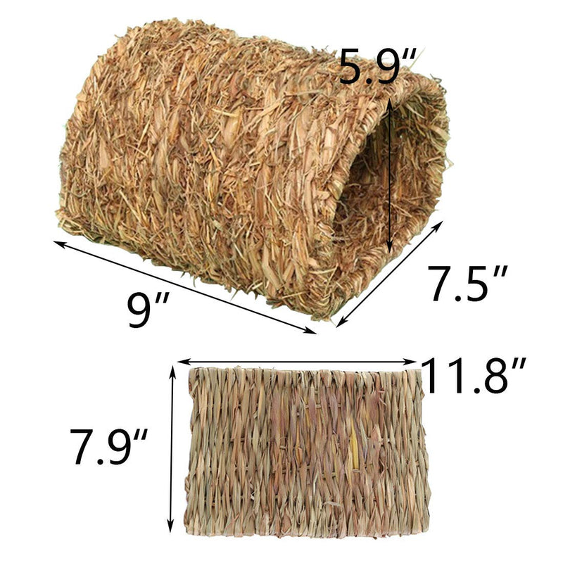 Hamiledyi Rabbit Grass Tunnel,Natural Straw Woven Mat Winter Warm Hideaway Hut for Bunny Gerbil Ferrets Guinea Pig Chinchilla - PawsPlanet Australia