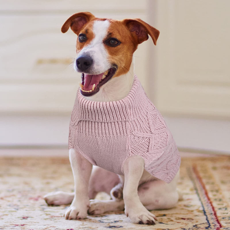 ASENKU Dog Turtleneck Sweaters, Winter Dog Sweaters Clothing, Classic Wired Knit Clothing for Cold Weather, Ideal Gift for Pets(Pink, S) Small Pink - PawsPlanet Australia