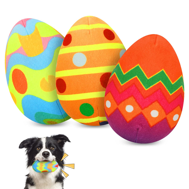 YUEPET 3 Pack Easter Egg Dog Toys, Squeaky Dog Chew Toys for Cleaning Teeth and Relieving Anxiety, Plush Dog Toy Easter Gifts for Puppies Small Medium Dogs - PawsPlanet Australia