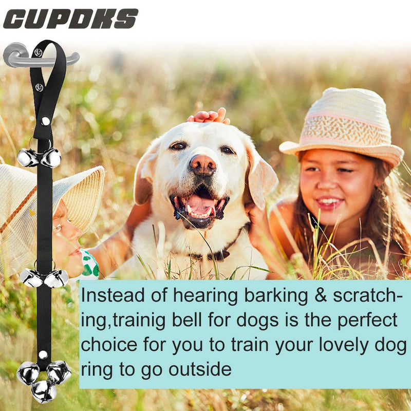 CUPDKS Dog Doorbells Premium Quality Training Potty Great Dog Bells Adjustable Door Bell Dog Bells for Potty Training Your Puppy The Easy Way - Premium Quality - 7 Extra Large Loud 1.4 DoorBells black1 - PawsPlanet Australia