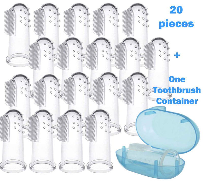 FadaStore 20 Units Pack Pet Finger Toothbrush for Dogs & Cats【$16.99→$12.99】, Professional Dog Toothbrush & Cat Toothbrush Plus 1 Toothbrush Container, Dental Hygiene for Pets 20 Units for Regular Ring Size - PawsPlanet Australia