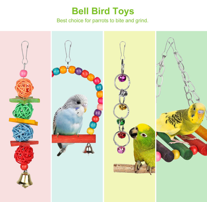 EEEKit Bird Parrot Swing Toys, 13 Pack Small Pet Birds Cage Hanging Toys Chewing Perches Toy for Small Parakeets, Conures, Lovebirds, Cockatiels, Macaws, Finches - PawsPlanet Australia