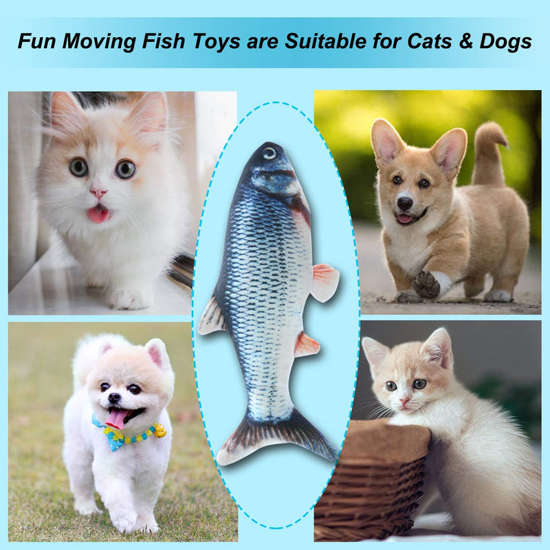 [Australia] - DAVOM Moving Fish Interactive Cat Toy, Electric Wiggle Fish Catnip Toys, Realistic Plush Flopping Fish, Funny Pets Chew Bite Supplies, Perfect for Cat/Kitty/Kitten Exercise 