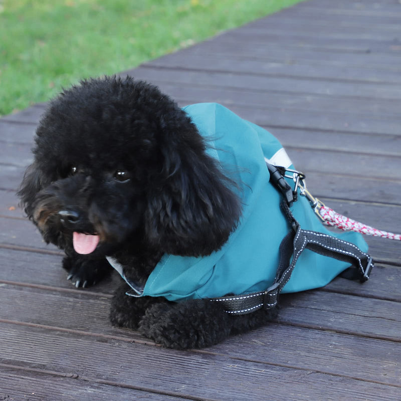 LAKWAR Dog Raincoat Hooked Dog Rain Jacket with Harness for Small Dogs Puppies,with Reflective Strip Waterproof and Lightweight for Outdoor Green - PawsPlanet Australia