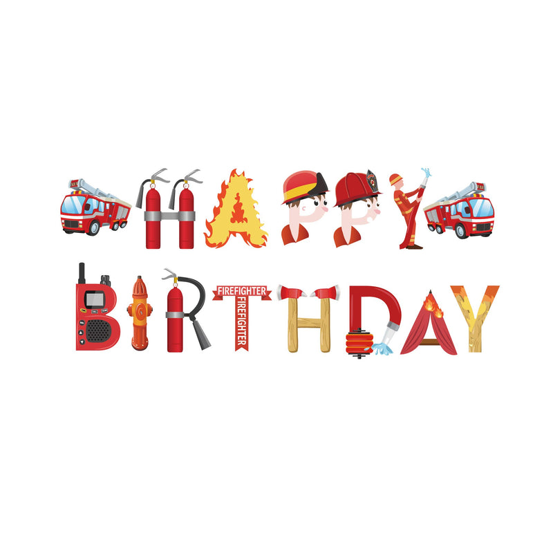 Firemen Happy Birthday Banner, Firetruck Happy Birthday Banner Sign Fire Truck Fire extinguisher Firemen Party Decorations for Fire Engine Rescue Theme Party - PawsPlanet Australia