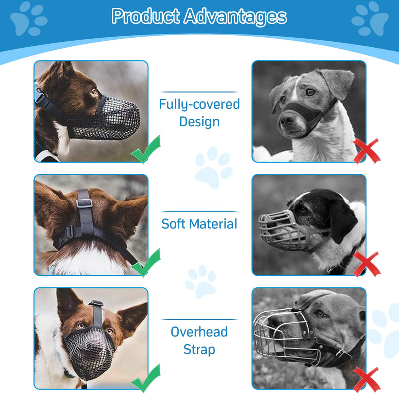 behone muzzle for dogs, dog muzzle, soft and comfortable basket muzzle for dogs, mesh dog muzzle, prevents eating, biting and chewing (L) L - PawsPlanet Australia