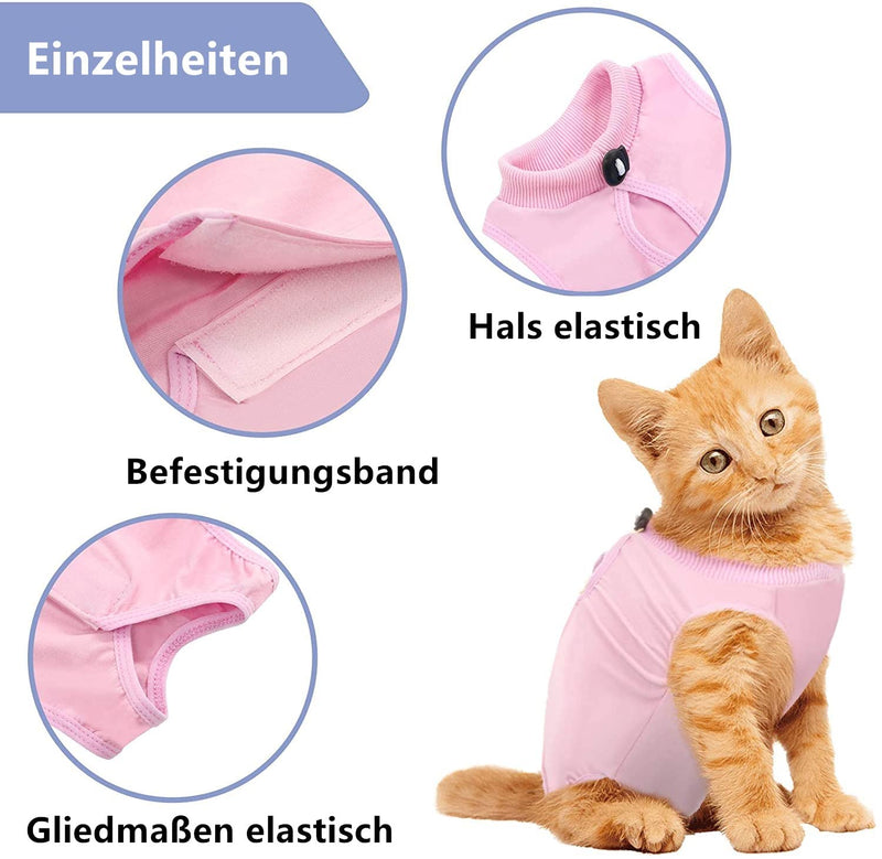 Voarge Recovery Suit Cat, Cat Bodysuit After Surgery Anti-licking, Prevent Licking After Surgery Wearing Weaning and Keeping Warm Recovery Cloth Suit for Cats Dogs (M, Pink) M - PawsPlanet Australia