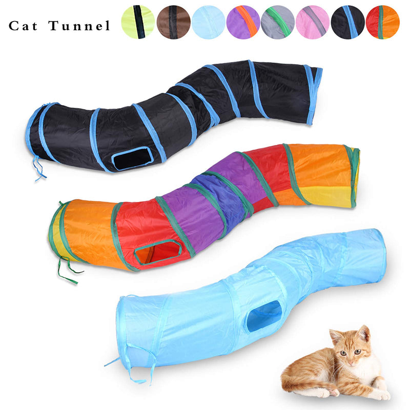 iCAGY Cat Tunnel for Indoor Cats Interactive, Rabbit Tunnel Toys, Pet Toys Play Tunnels for Cats Kittens Rabbits Puppies Crinkle Collapsible Pop Up 47" Black - PawsPlanet Australia
