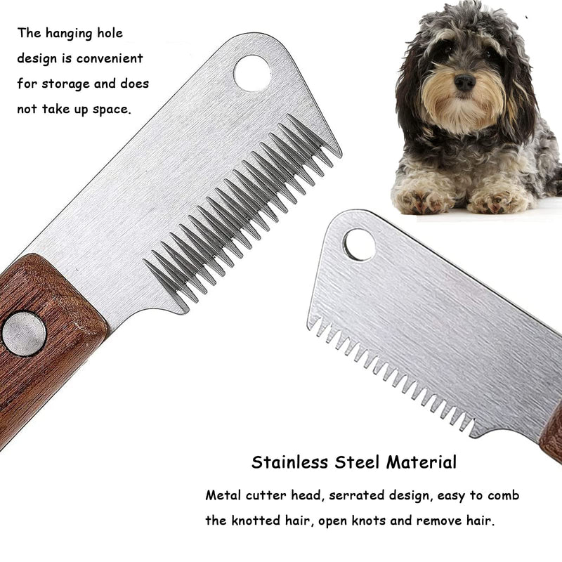 Lushly Dog Trimming Knife Pet Shaving Comb Grooming Accessories Combs Comb with Wooden Handle for Dogs Cats - PawsPlanet Australia