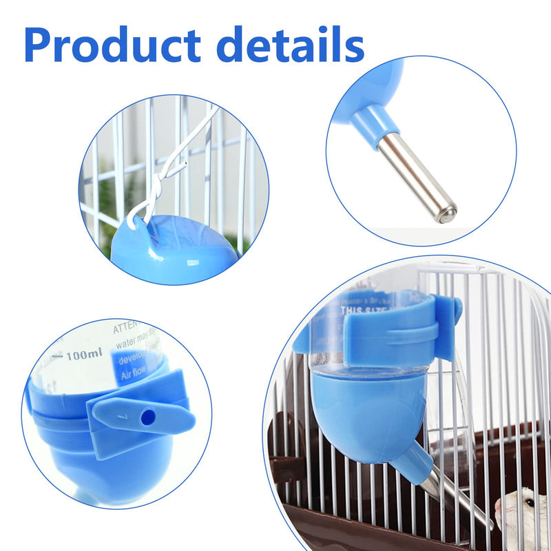 Puoxbim Pack of 3 Hamster Drinkers 125ml Pet Drinking Water Bottles for Small Animals Round Head Hamster Water Bottle Vacuum Leakproof Bite Resistant - PawsPlanet Australia