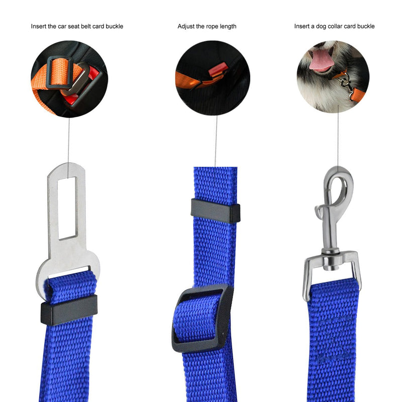 [Australia] - Dog Seatbelt, Adjustable Pet Car Safety Seat Belt Nylon Dogs Leads Vehicle Seatbelts, 3 Pack 