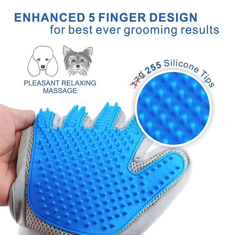 [Australia] - Pet Hair Remover Glove - Gentle Pet Grooming Glove Brush - Efficient Deshedding Glove - Massage Mitt with Enhanced Five Finger Design - Perfect for Dogs & Cats with Long & Short Fur - 1 Pack 1 Pack (2 in 1 glove) 