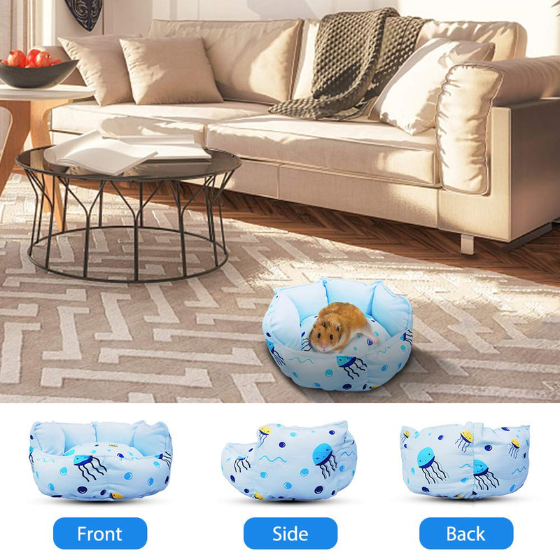 Small Animal Pet Bed,HOMEYA Cuddle Cup Hideout Bedding for Guinea Pig Rabbit Bunny Hamster Chinchilla Rat Hedgehog House Winter Habitat Cage Accessories Machine Washable Christmas Pet Gifts-Blue Blue - PawsPlanet Australia