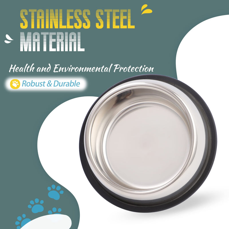 Nicelock Stainless Steel Slanted Dog Bowl(1 Pack), Removable Non-Slip Rubber Ring, Stackable Pet Bowls Feeder & Water Dish Small-12OZ/1.5Cup - PawsPlanet Australia