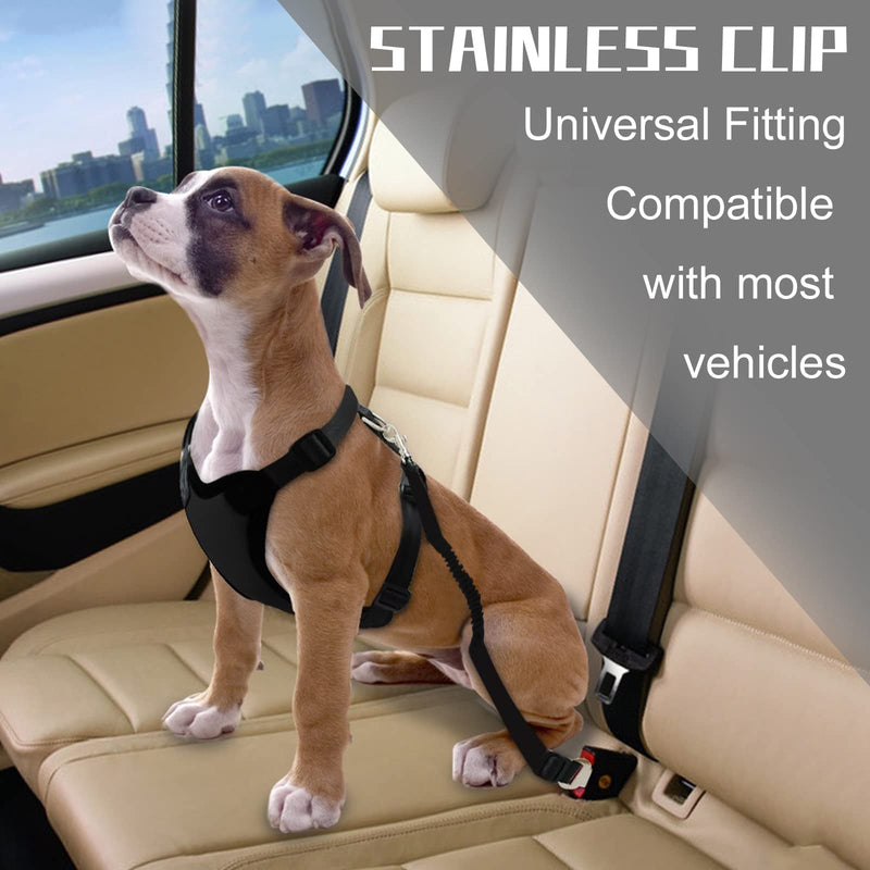 Car Seat Belt Dog Safety Harness for Small/Large/Medium Dogs Pack of 2 Black - PawsPlanet Australia