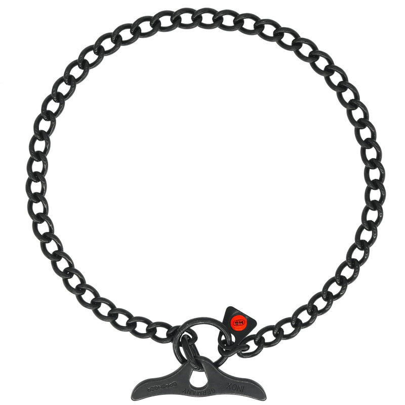 Herm Sprenger Black Stainless Steel Dog Training Collar with Toggle and Round Links Dog Chain for Small Medium Large Dogs Made in Germany (16in (Neck Size up to 14in)) 16in (neck size up to 14in) - PawsPlanet Australia