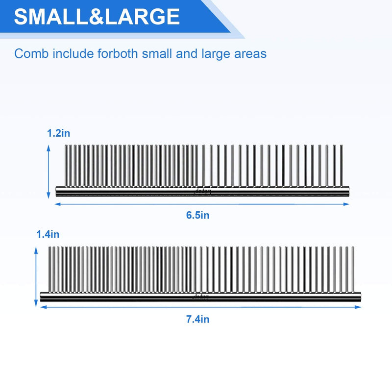 Pet steel comb grooming comb, double-sided stainless steel dog comb, available in 2 different sizes, Lilpep is used for cleaning and massage, grooming, removing tangles, suitable for pet cats and dogs - PawsPlanet Australia