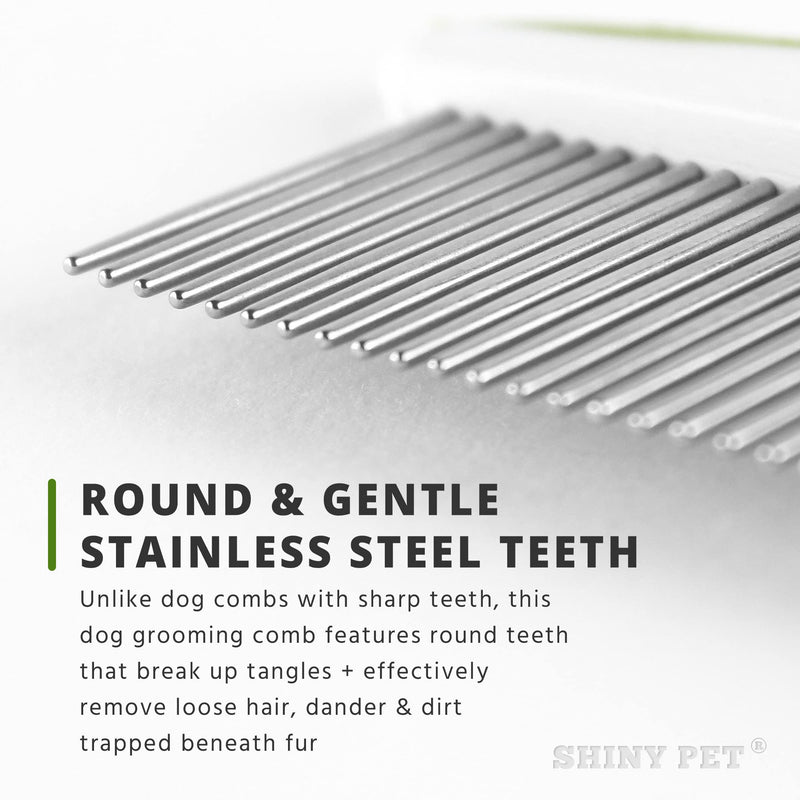 Dog Comb for Removes Tangles and Knots - Cat Comb for Removing Matted Fur - Grooming Tool with Stainless Steel Teeth and Non-Slip Grip Handle - Best Pet Hair Comb for Home Grooming Kit - Ebook Guide TOOL8 - PawsPlanet Australia