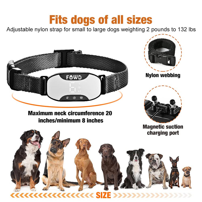 Dog Barking Collar,Newest Humane Control Anti Barking Collar for Dogs , 7 Adjustable Sensitivity and Intensity with Shock ,Smart Safe Waterproof Dog Bark Collars for Small Medium Large Dogs no Remote black white - PawsPlanet Australia