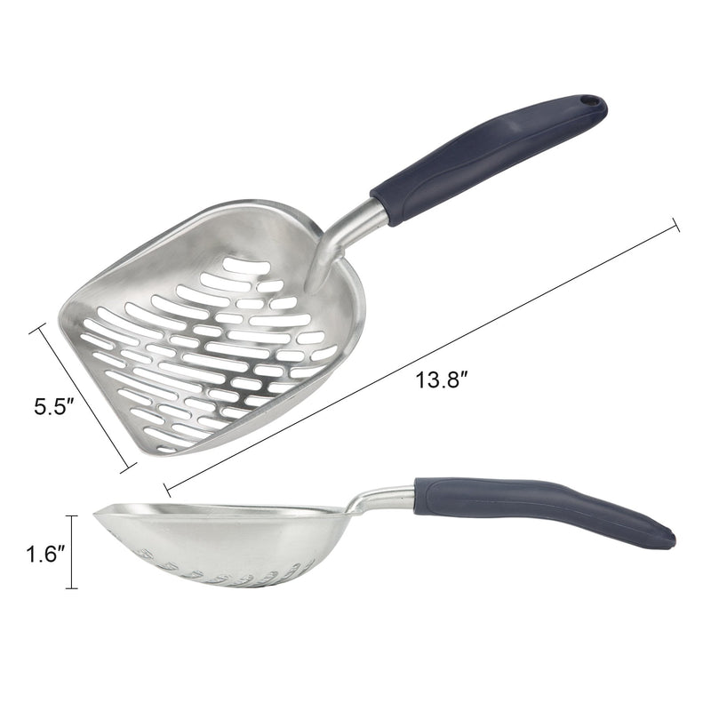 [Australia] - CO-Z Cat Litter Scoop Solid Aluminum Alloy Sifter Deep Shovel with Flexible Long Handle Blue 