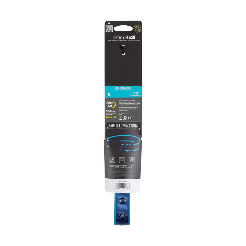 [Australia] - Nite Ize NiteDog Rechargeable LED Collar, USB Rechargeable Light Up Dog Collar w/ Metal Buckle Blue Small 