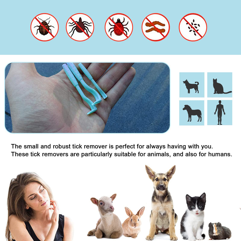 Nepfaivy Tick Remover Tool for Dogs - 3 Pcs Painlessly Tick Remover for Humans and Cats Pets, Safe Tick Twister Kit Tick Hook Blue - PawsPlanet Australia