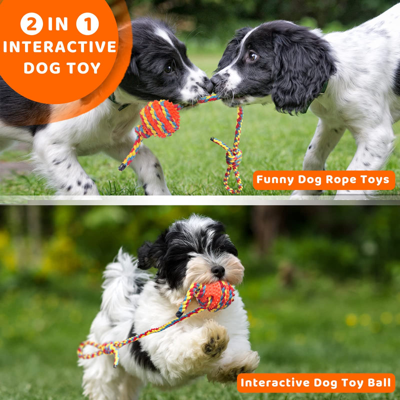 LUNASEA Dog Toy Indestructible, Dog Toy Large Dogs, Interactive Dog Toy Ball with Rope, Chew Toy Dog Tug Toy for Large Medium Dogs & Puppies (Orange, Balls) Orange - PawsPlanet Australia