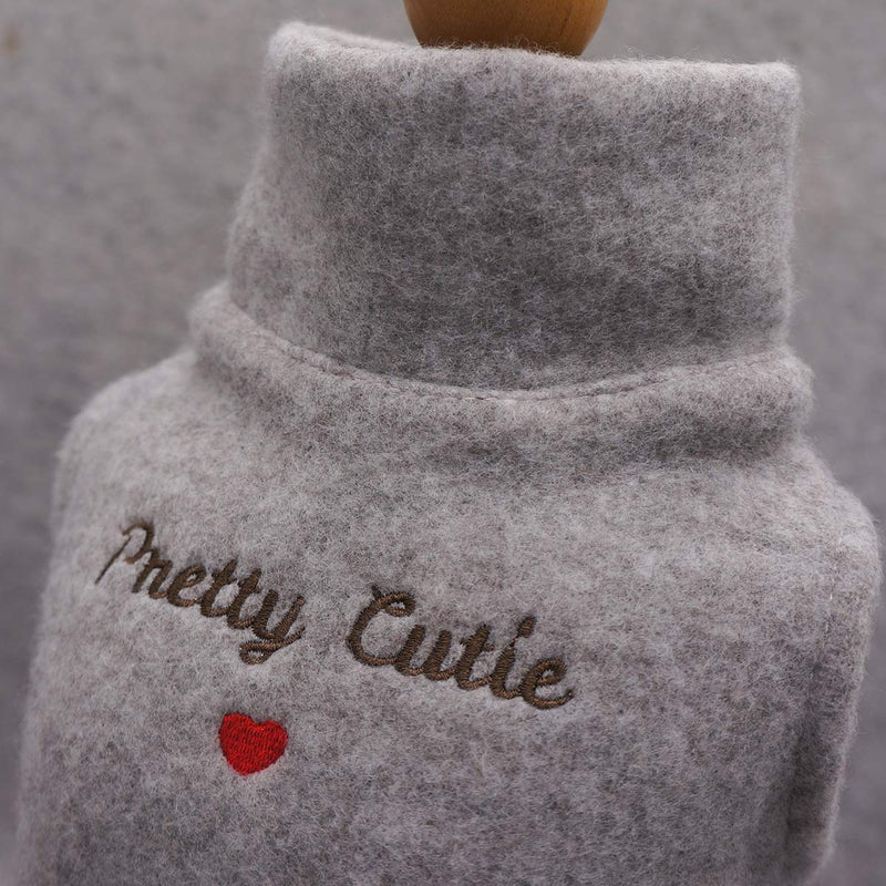 [Australia] - Fitwarm Embroidery Thermal Pet Clothes for Dog Dresses Winter Coat Cat Sweatshirts Puppy Outfits Grey L 