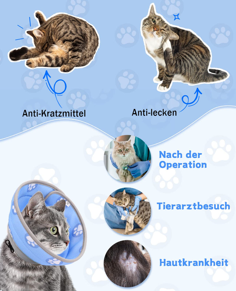 Supet Neck Brace Cat, Adjustable Neck Brace Cat Collar, Recovery Collar Soft Collar Cone After Surgery and Injuries for Puppies, Small Dogs and Cats (Blue, S) S (Neck: 14-23cm) Blue - PawsPlanet Australia