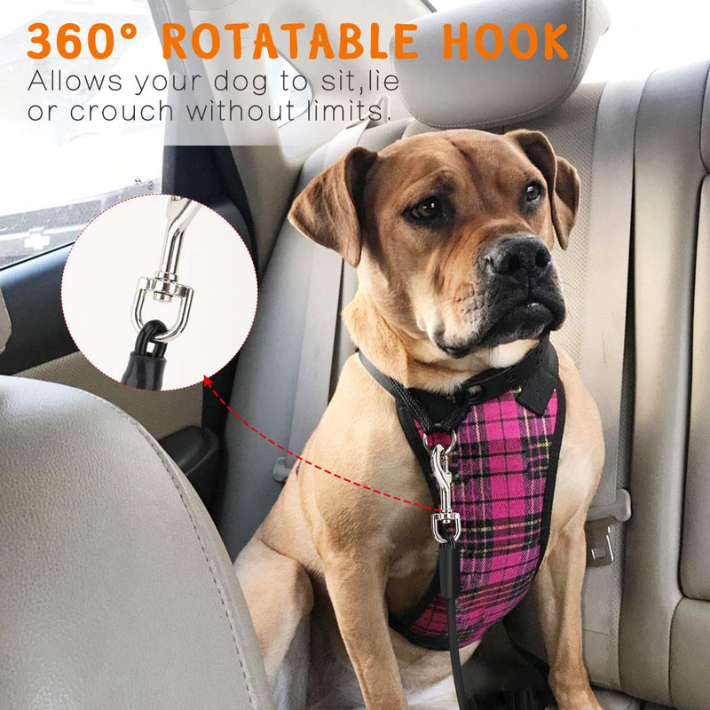 [Australia] - VavoPaw Pet Car Safety Belt Dog Leash, Heavy Duty Coated Steel Seat Belt Restraint Chew Proof Rope Leash Car Seatbelt Cable with Carabiner for Pet Dogs Use 32 inch 