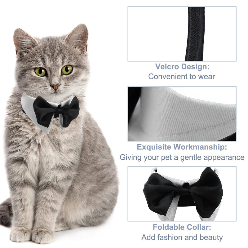 HACRAHO Tux Dog Bowtie, 1 Piece White Adjustable Pet Neck Tie Tuxedo Bow Tie and Collar for Small Dogs Cats for Wedding Birthday Party L - PawsPlanet Australia