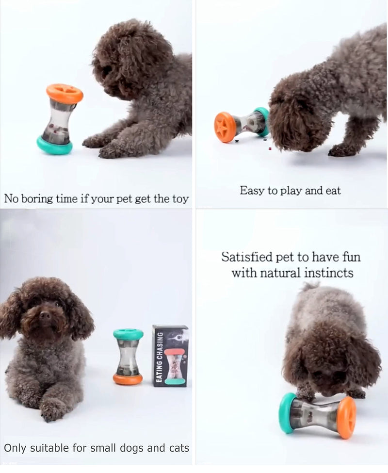 encuraper Dog Food Treat Dispensing Puzzle Toys for Small Dogs,Interactive Chase Toys for Dog to Keep Busy,Dog Slow Feeder to Improves Digestion,Barbell-Shaped IQ Dispenser Toys - PawsPlanet Australia